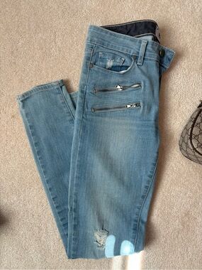 PAIGE Light Blue Skinny Jeans with Double Zip Detail